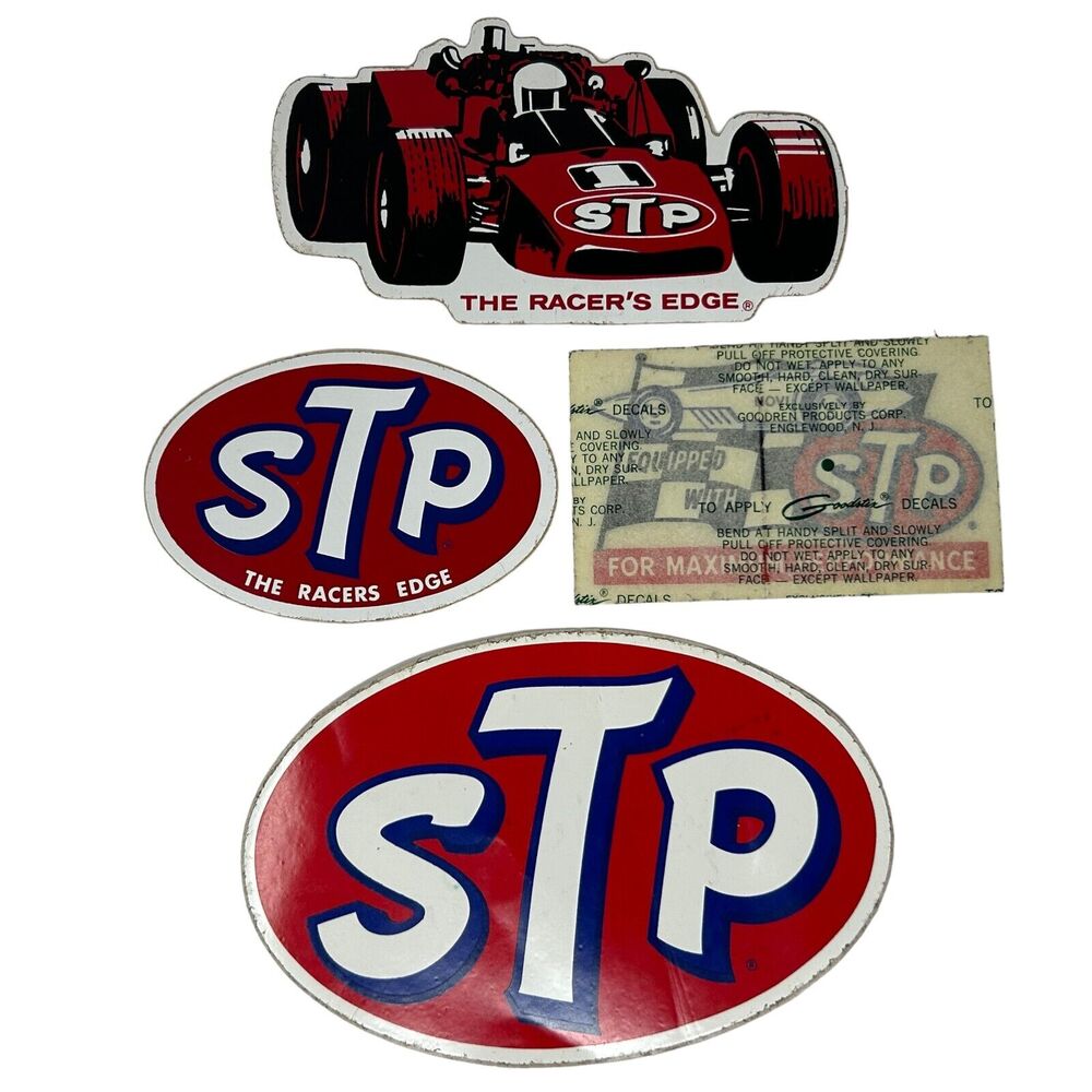 Vintage 60s 70s Lot of 4 STP Oil Stickers Auto Racing Motorsports Indy 500 NOVI